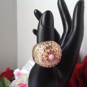 Dome Ring Pink Gold Geometric  Costume Jewelry